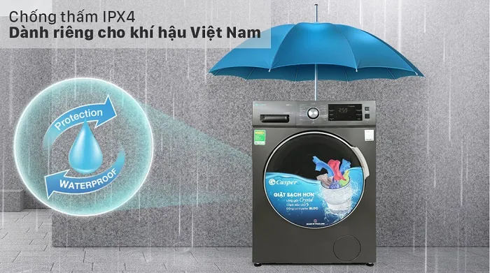 Công nghệ chống thấm nước IPX4 khỏi khí hậu nồm ẩm